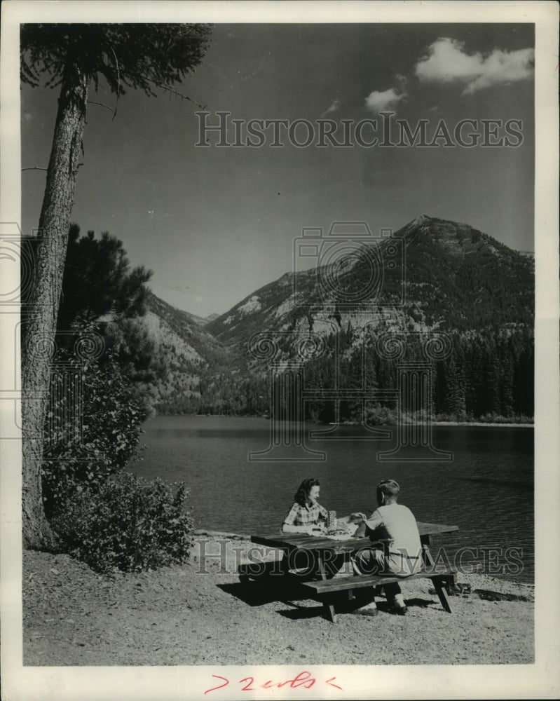 1956 Press Photo High mountain and gem-like lakes in Montana&#39;s parks - mjx16462-Historic Images