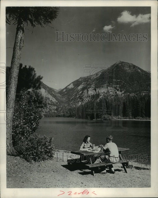 1956 Press Photo High mountain and gem-like lakes in Montana's parks - mjx16462-Historic Images