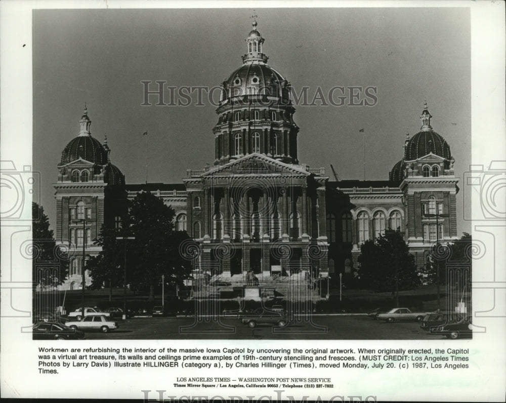 1987 Press Photo Iowa Capitol is being refurbished. - mjx18364-Historic Images