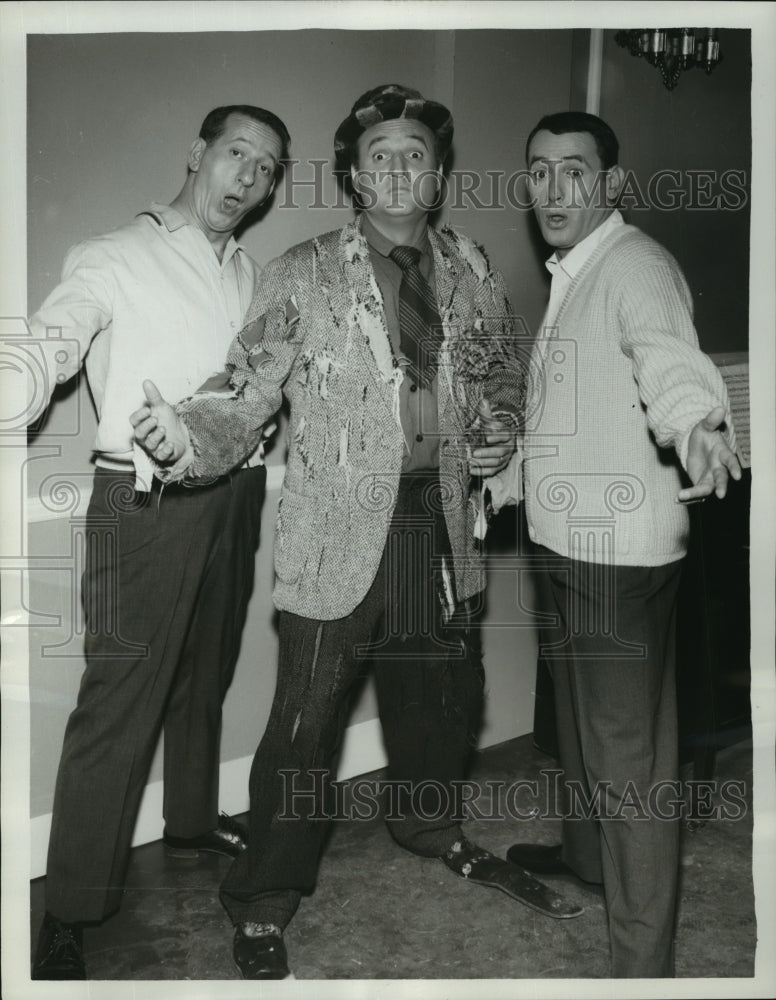 1962 Press Photo Rummy, Mel And Joey Bishop Reunited Professionally - mjx19554- Historic Images
