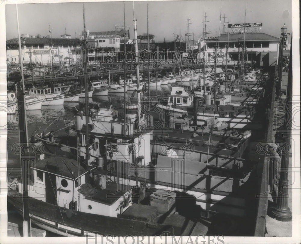 1956 Press Photo Boats in the Fisherman&#39;s Wharf of San Francisco, California-Historic Images