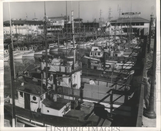 1956 Press Photo Boats in the Fisherman's Wharf of San Francisco, California-Historic Images