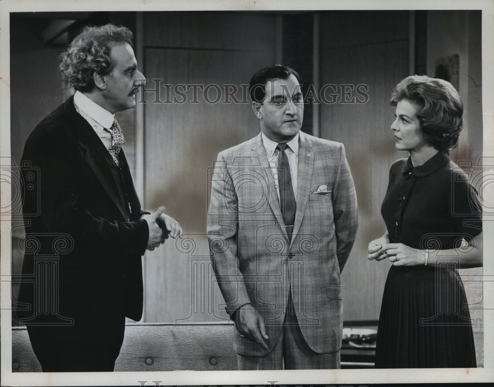 1961 Press Photo Hans Conried, Danny Thomas, and Marjorie Lord on Television-Historic Images