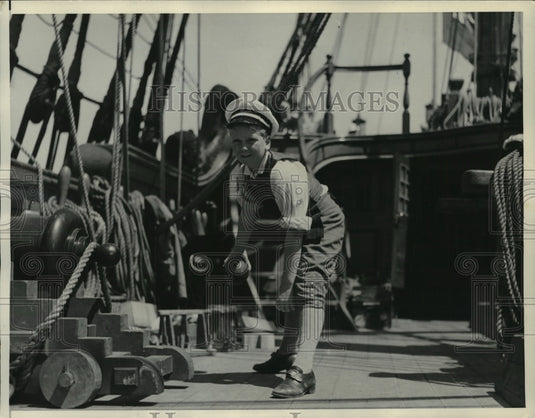 1934 Press Photo Jackie Cooper, Actor, on location for "Treasure Island"-Historic Images