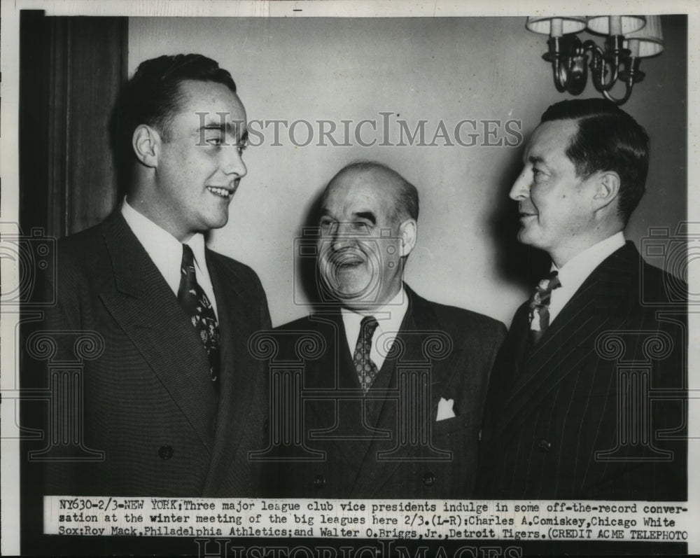 1951 Press Photo Three Major League Baseball Club Vice Presidents Converse-Historic Images