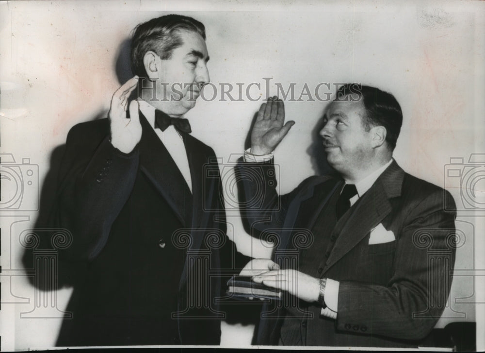 1950 Press Photo Michael V. DiSalle and Tom Clark During Oath Taking - Historic Images