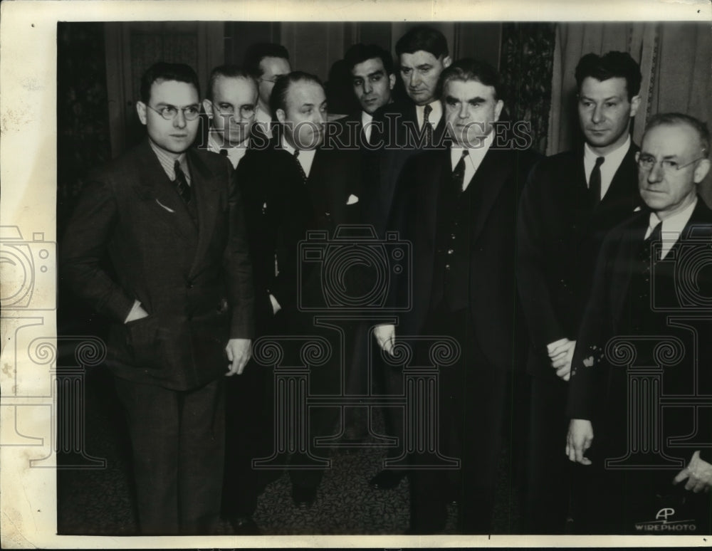 1937 Press Photo John L. Lewis, C.I.O. Leader With Fellow Union Chiefs - Historic Images