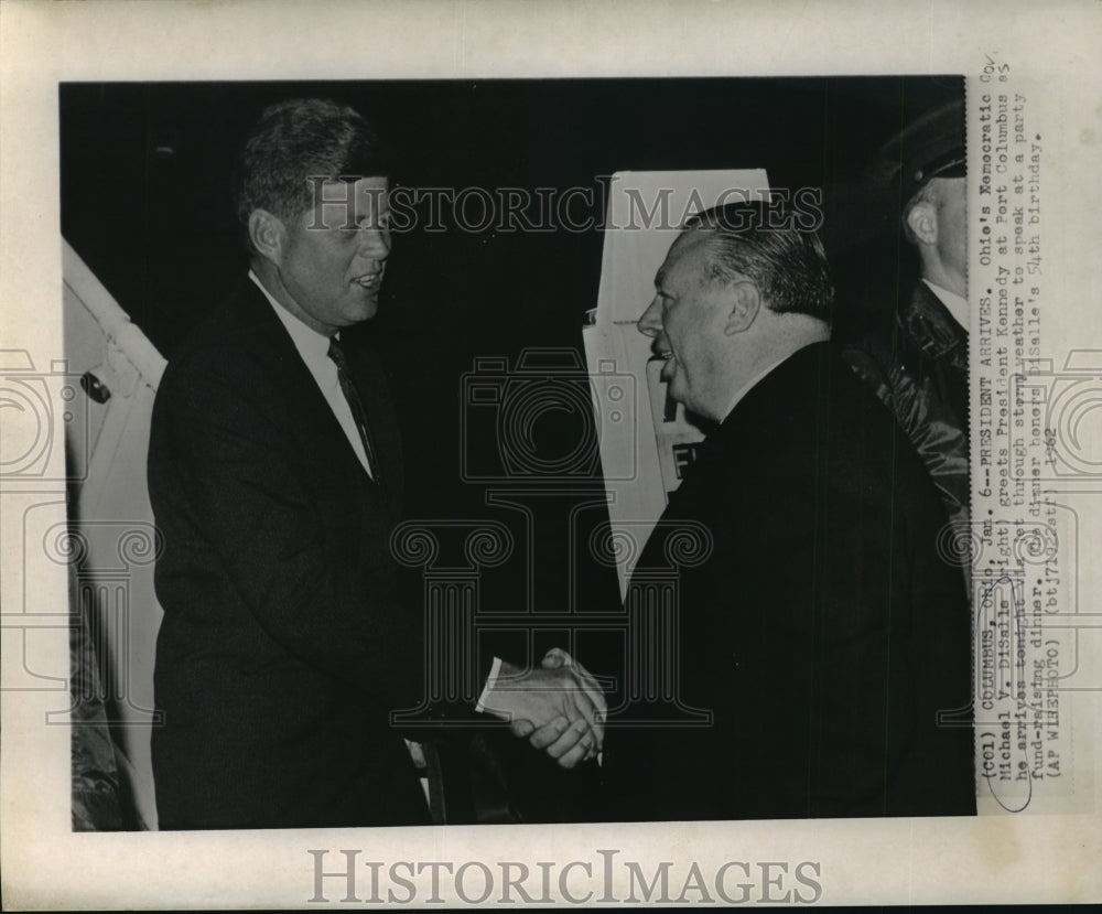 1962 Press Photo Michael V. DiSaile Greeting President John F. Kennedy - Historic Images