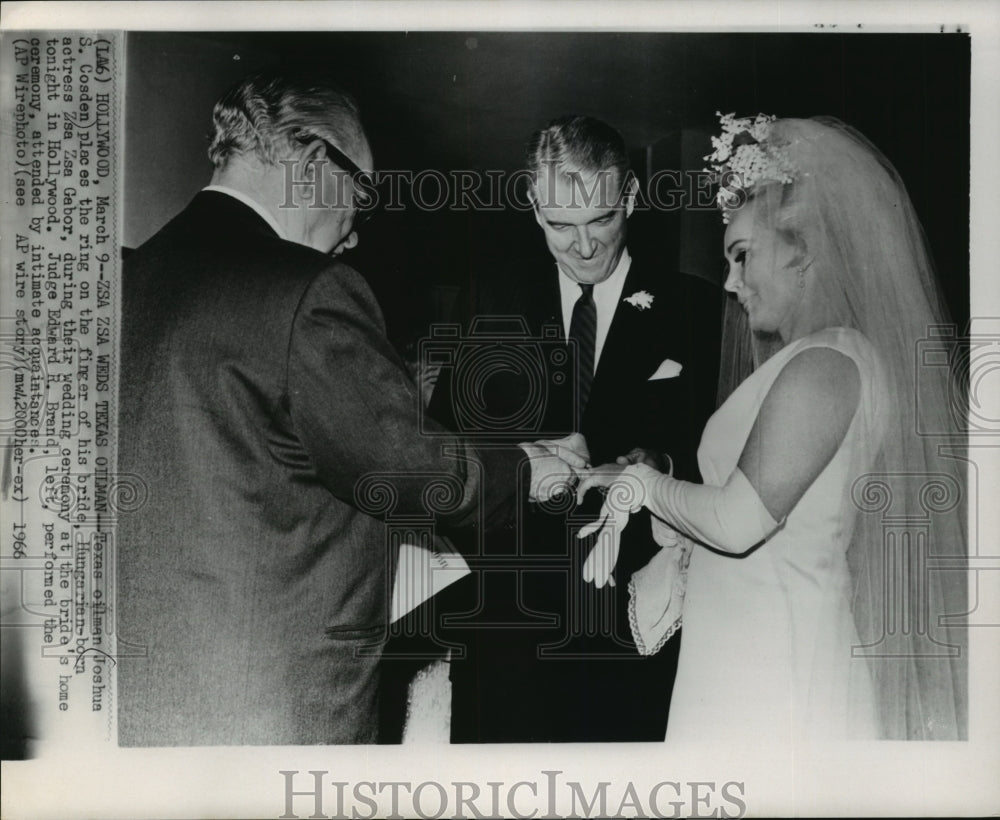 1966 Press Photo Zsa Zsa Gabor, Actress, Weds Joshua S. Cosden, Texas Oilman - Historic Images