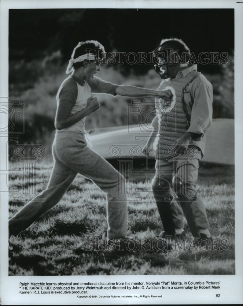 1984 Press Photo Ralph Macchio and Noriyuki Morita in &quot;The Karate Kid&quot; - Historic Images