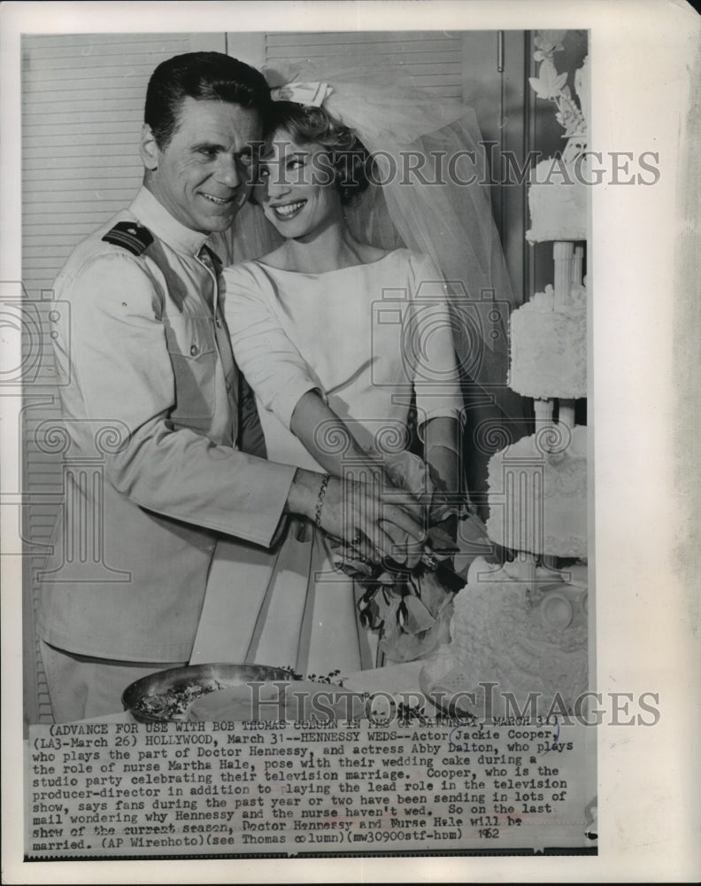 1962 Press Photo Jackie Cooper and Abby Dalton, Actor and Actress at Wedding - Historic Images