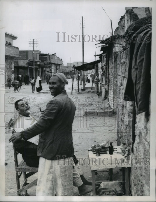1956 Figaro's Open Air Barber Shop in the Gaza Strip-Historic Images