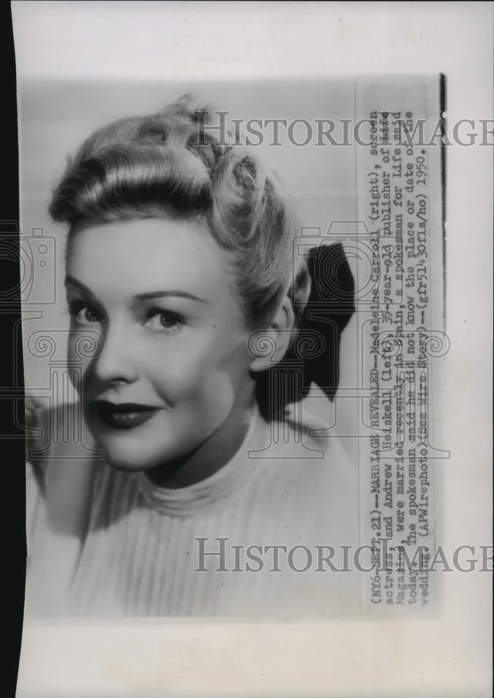 1950 Press Photo Madeleine Carroll-Actress - Historic Images
