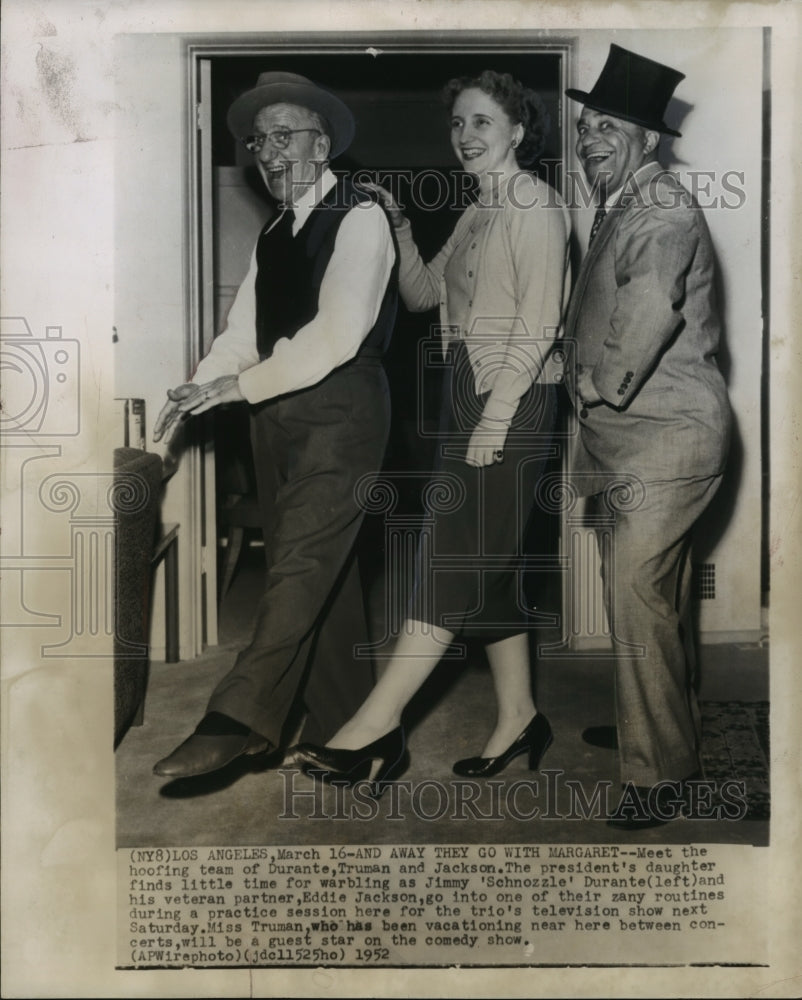 1952 Press Photo Durante, Truman, and Jackson Rehearse for Television Comedy - Historic Images