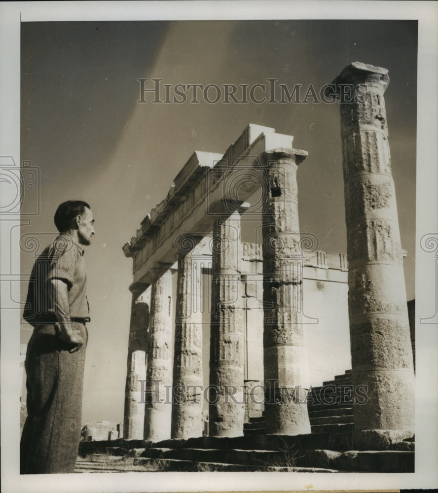 1949 Press Photo Ancient Doric Acropolis on the Island of Rhodes - Historic Images