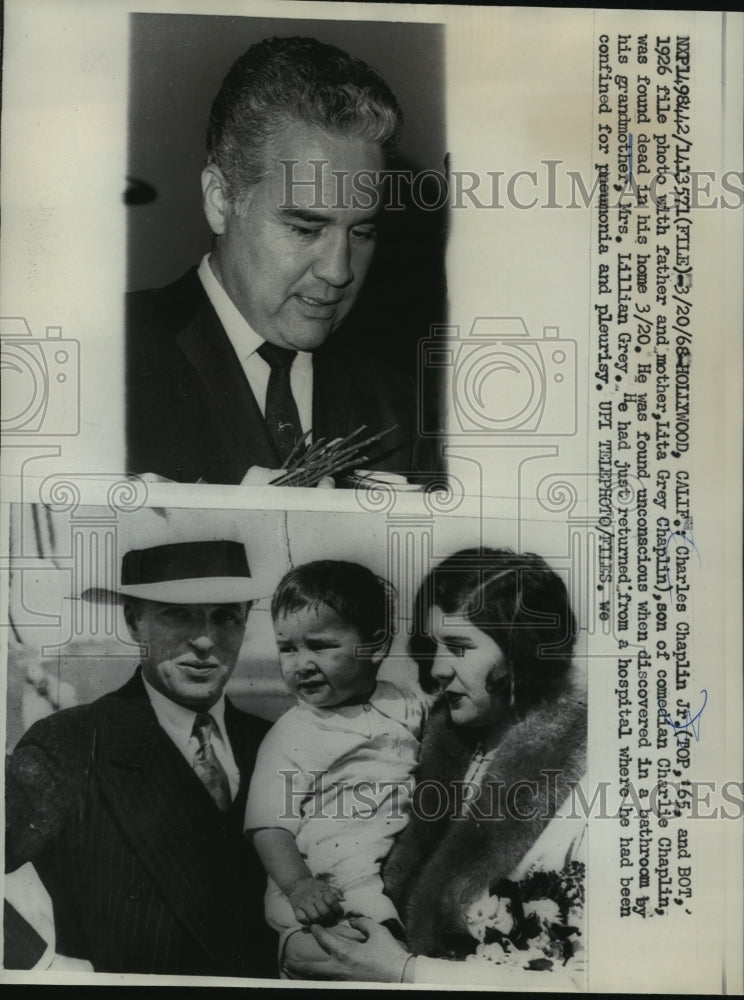 1926 Press Photo Charles Chaplin Junior With Mother and Father - mjx26176-Historic Images