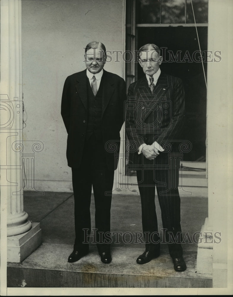 1929 Press Photo Ambassador Charles Dawes, guest of Pres. Hoover at White House - Historic Images