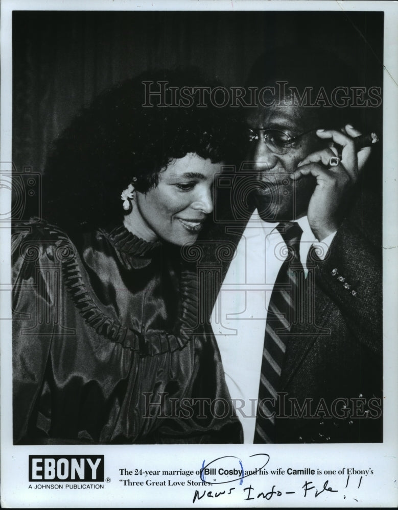 1989 Press Photo Camille &amp; Bill Cosby, Ebony magazines Three Great Love Stories - Historic Images