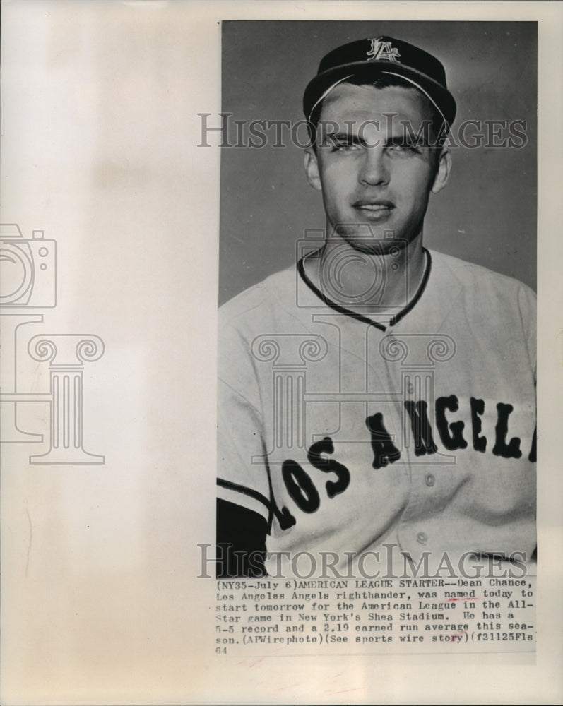1964 Press Photo Los Angeles Angels right-hander Dean Chance - mjx26450-Historic Images