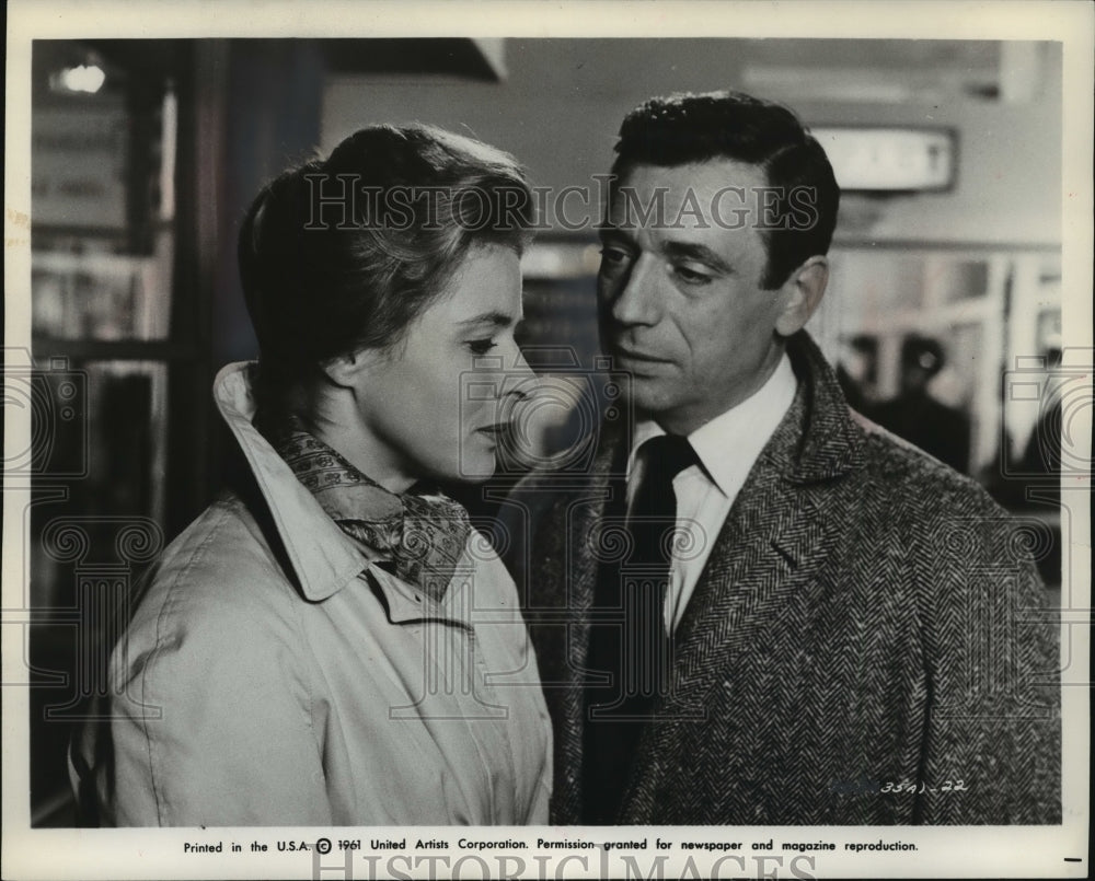 1961 Press Photo Yves Montand and Ingrid Bergman Goodbye Again - Historic Images