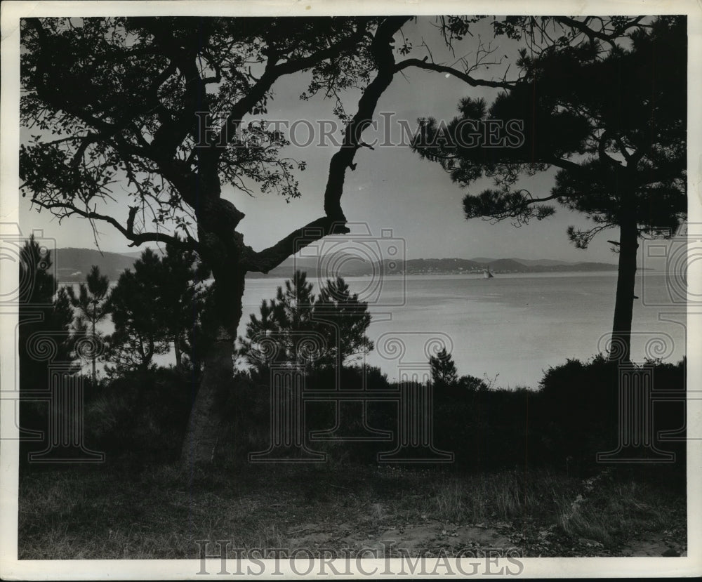 1944 Press Photo Picturesque View From a Waterfront at Unnamed Location - Historic Images