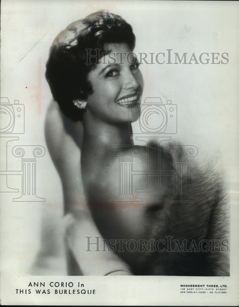 1967 Press Photo Ann Corio in This Was Burlesque - mjx27469- Historic Images