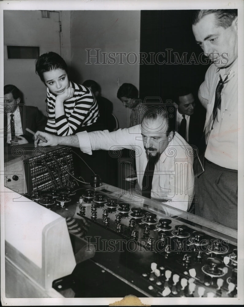 1955 Press Photo Jill Corey Listening To Song After Recording - Historic Images