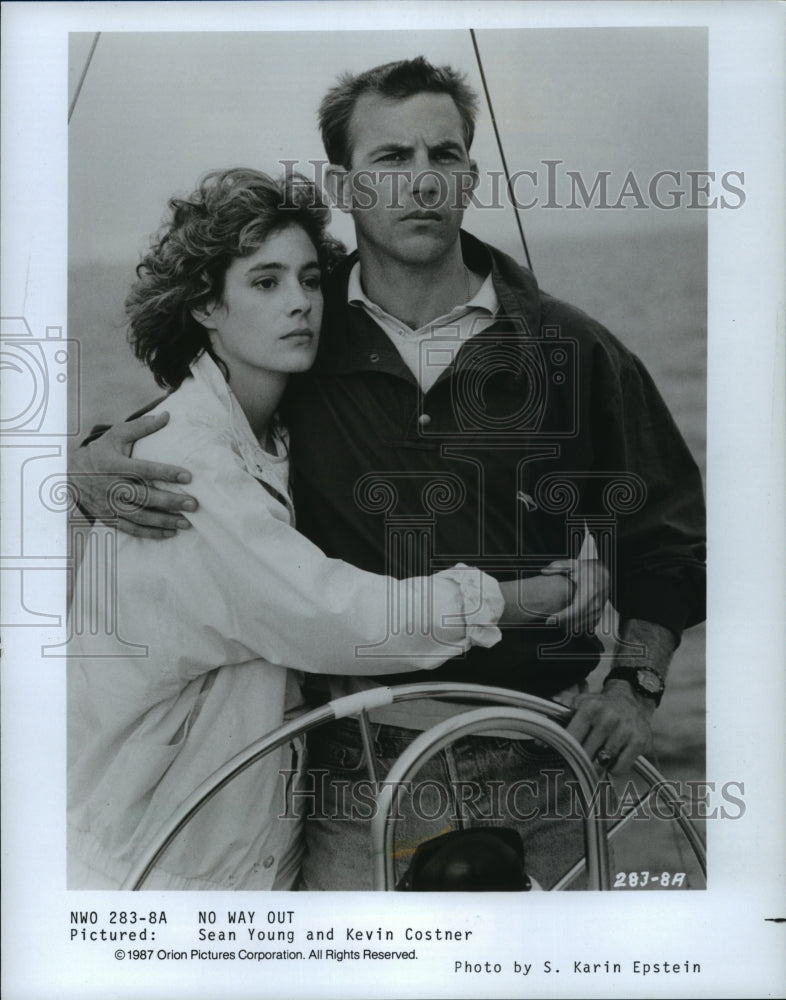 1987 Press Photo Sean Young and Kevin Costner in "No Way Out" - Historic Images