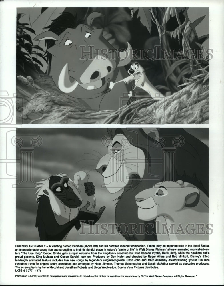 1994 Press Photo Characters in the Animated Disney Movie &quot;The Lion King&quot; - Historic Images