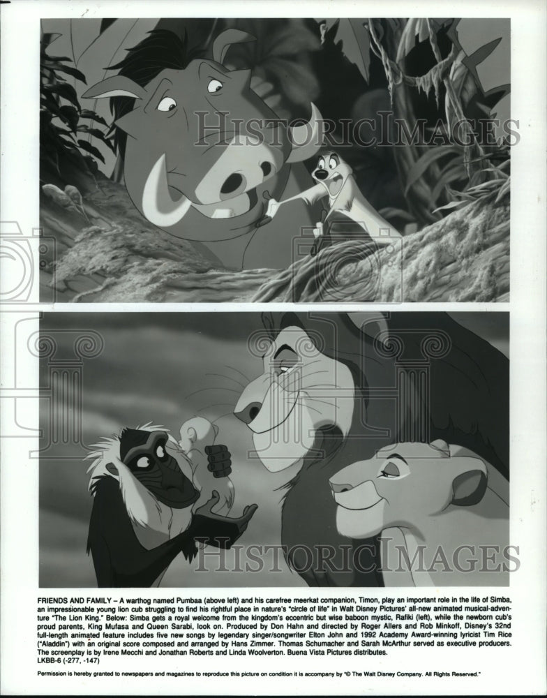 1994 Press Photo Characters in the Animated Disney Movie "The Lion King" - Historic Images