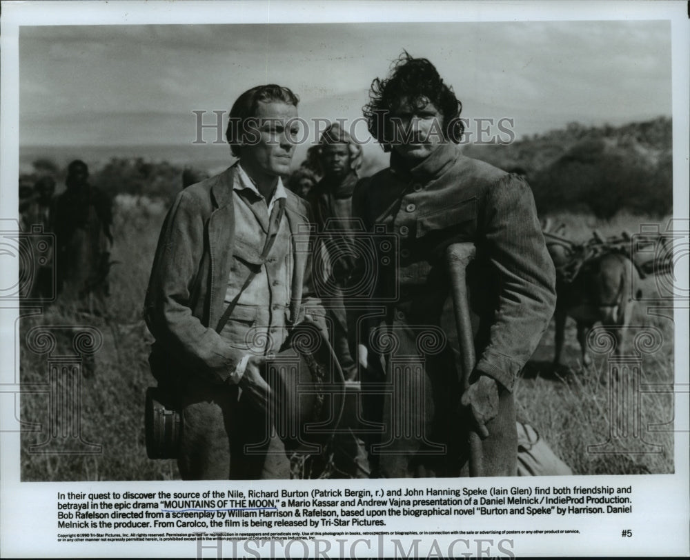 1990 Press Photo Patrick Bergin and Iain Glen in &quot;Mountains of the Moon&quot;-Historic Images