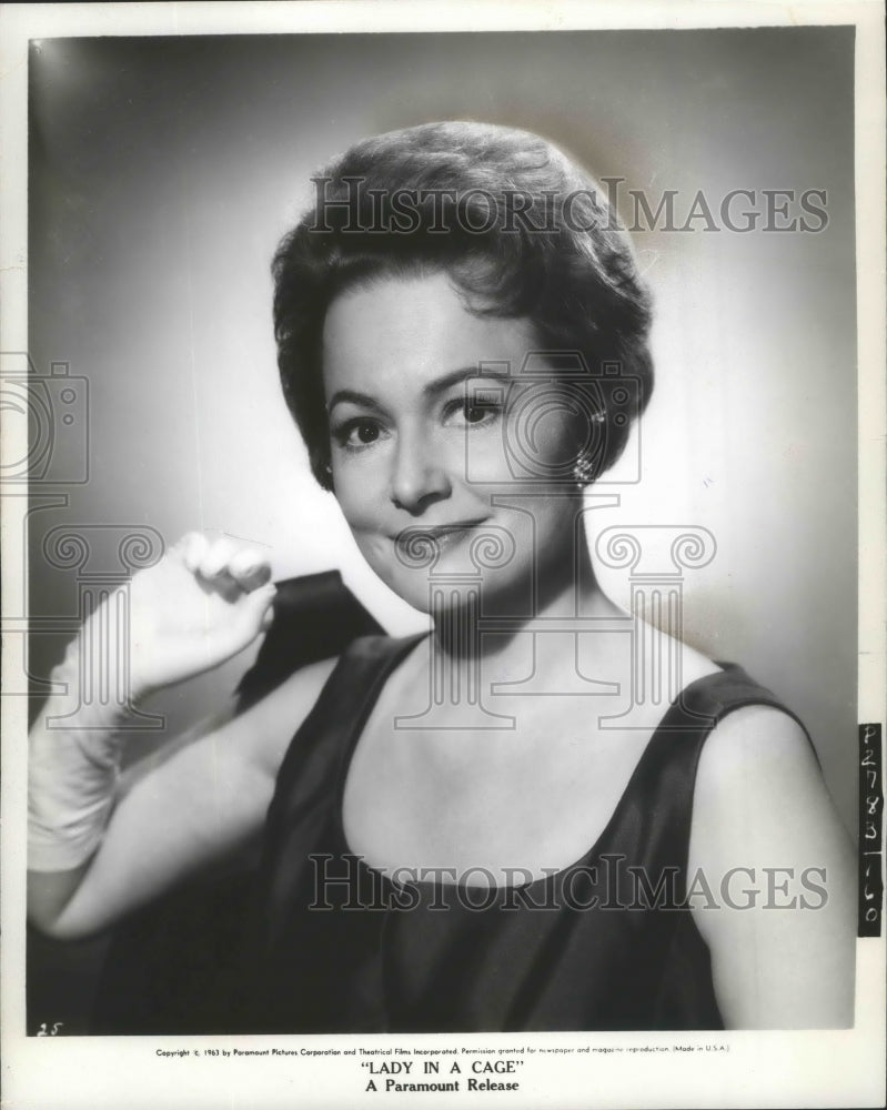 1963 Press Photo Olivia De Havilland for &quot;Lady in a Cage&quot; - mjx29619-Historic Images