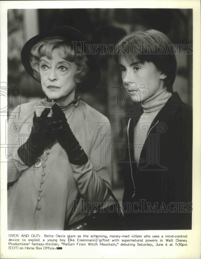 1981 Press Photo Bette Davis and Ike Eisenmann in &quot;Return From Witch Mountain&quot;- Historic Images