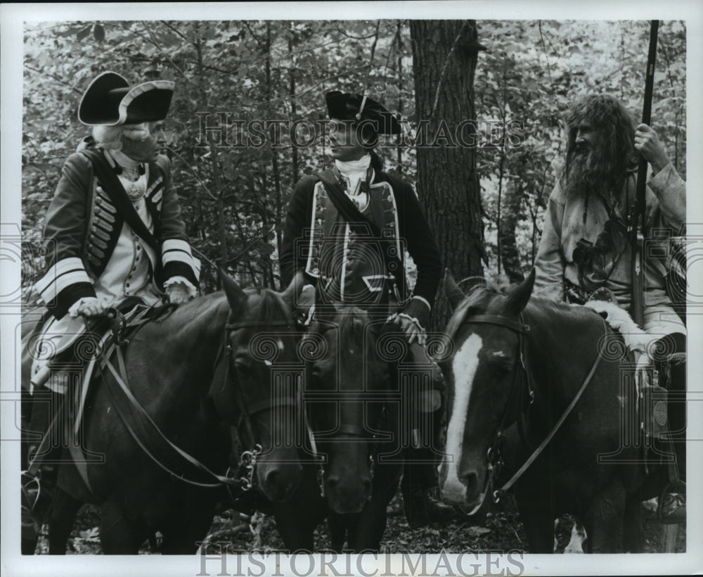 1984 Press Photo Barry Botswick, James Mason, Lloyd Bridges in George Washington- Historic Images