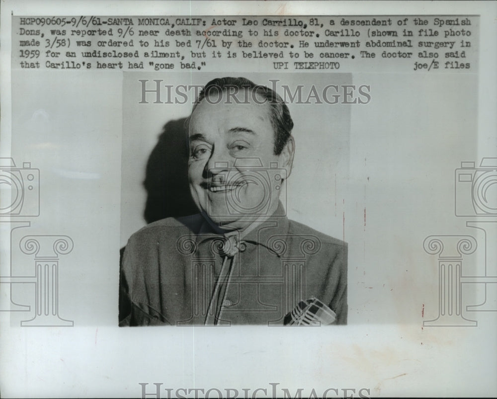 1958 Press Photo Leo Carrillo, actor - mjx31187 - Historic Images