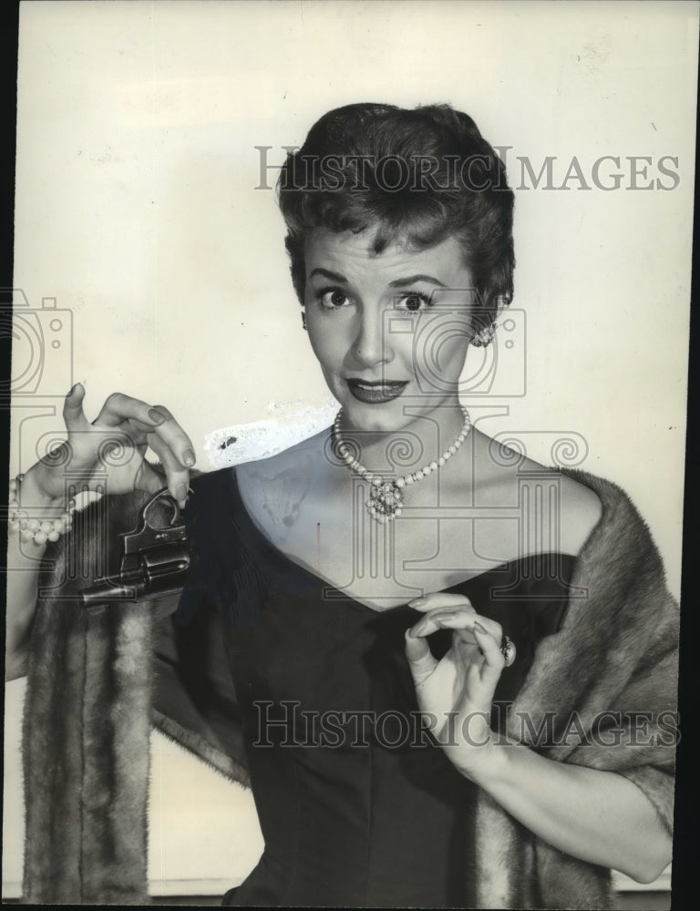 1956 Press Photo Janet Blair in &quot;The Payoff&quot; - mjx31389-Historic Images