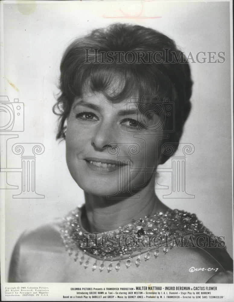 1969 Press Photo Ingrid Bergman in "Cactus Flower" - mjx33294- Historic Images