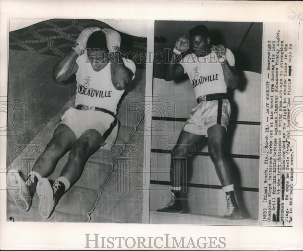 1961 Press Photo Heavyweight Champion Floyd Patterson trains in Miami Beach-Historic Images