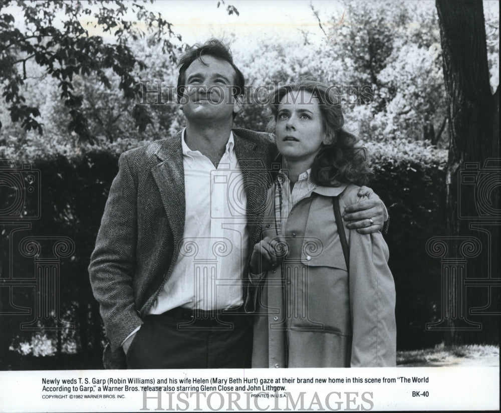 1982 Press Photo Robin Williams &amp; Mary Beth Hurt in The World According to Garp- Historic Images