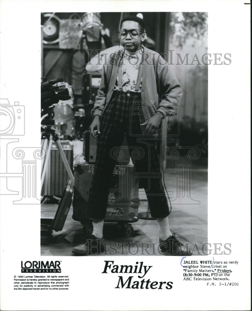 1991 Press Photo Jaleel White Stars as Nerdy Steve Urkel in &quot;Family Matters&quot; - Historic Images