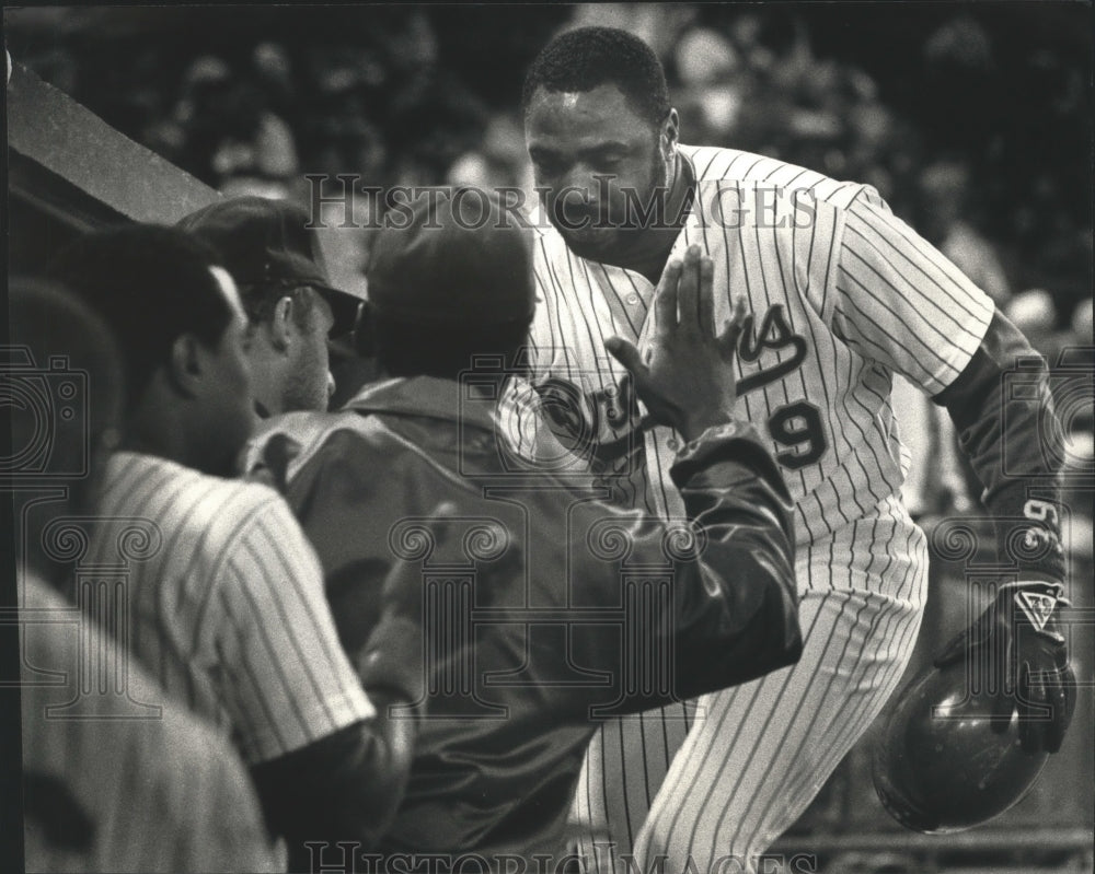 1990 Press Photo Dave Parker with Brewer teammates during a game - mjx34407 - Historic Images