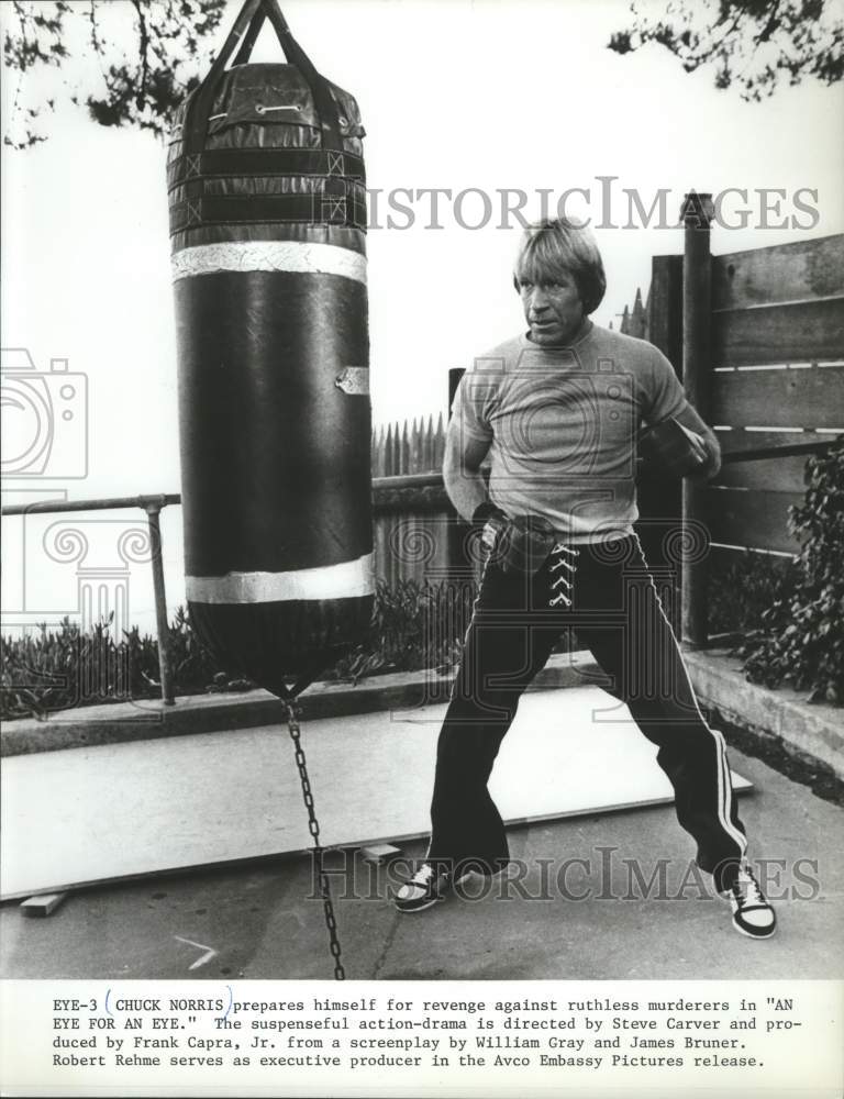 1981 Press Photo Chuck Norris stars in action-drama "An Eye For An Eye" - Historic Images