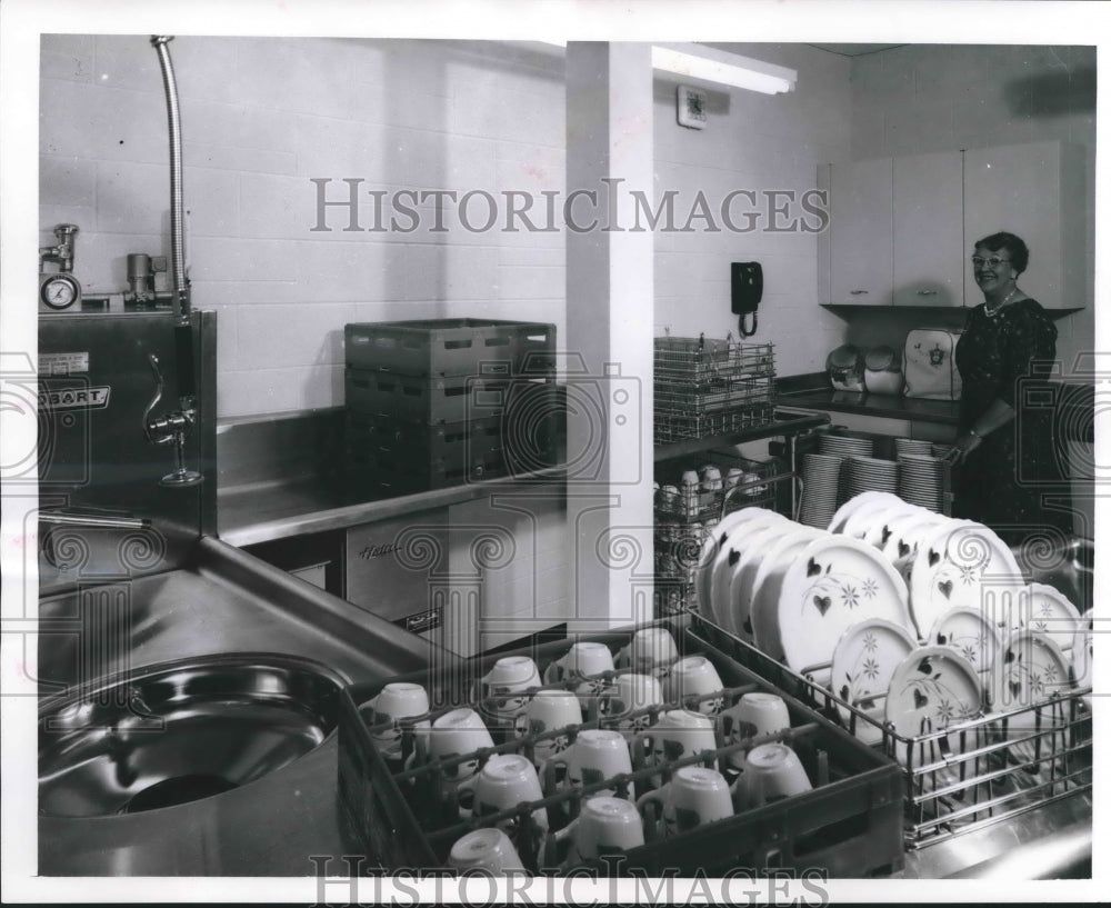1964 Mrs. Harry Oehmcke in Garfield Baptist Church Kitchen-Historic Images
