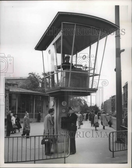 1952 Police officer directs traffic in Hanover, Germany-Historic Images