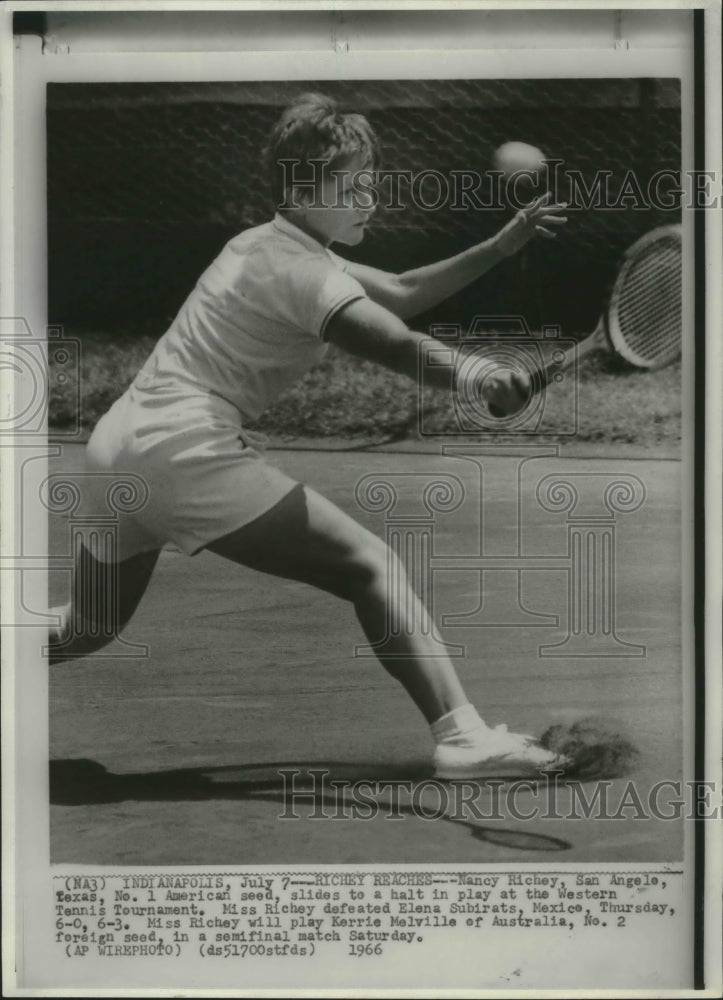 1966 Press Photo Nancy Richey at Western Tennis Tournament, Indianapolis-Historic Images