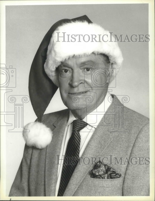 1984 Press Photo Actor Bob Hope in Santa Hat - mjx39452-Historic Images