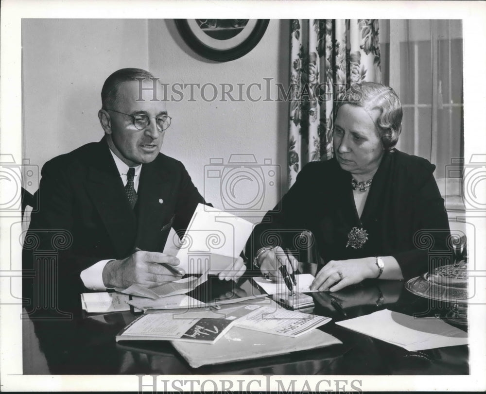 1944 Senator Harry S. Truman at home in Missouri with his wife.-Historic Images