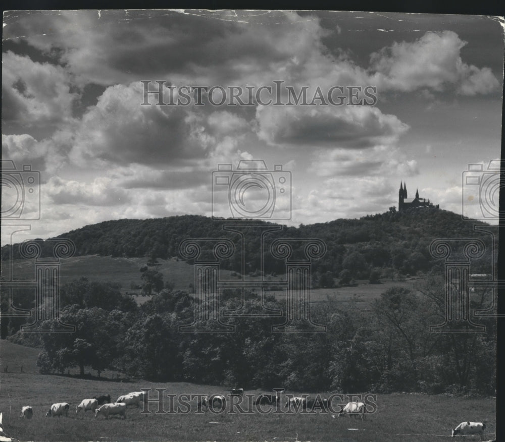Monastery on Holy Hill with pastoral scene of meadows in Wisconsin-Historic Images