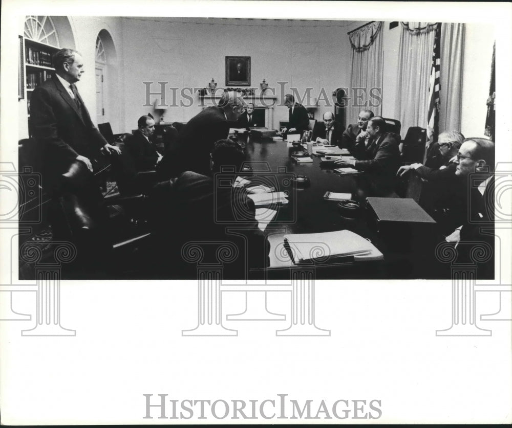 1968 President Johnson and his Cabinet while Clifford waits to report-Historic Images