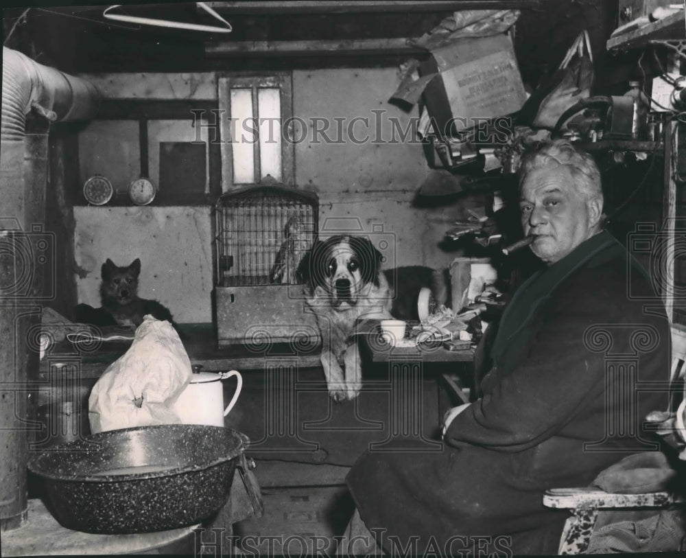 1953 Gerhardus Oosterwyk and his pets in his home in Granville-Historic Images